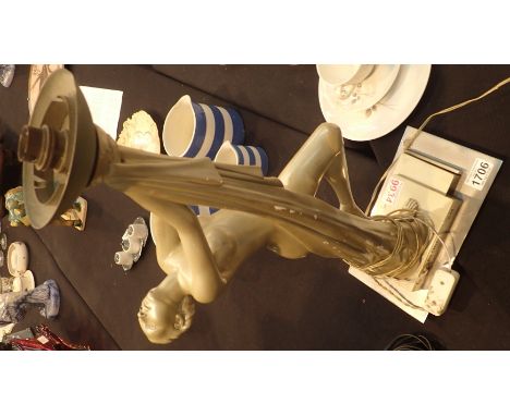 Art Deco nude lady lamp H: 59 cm A/F CONDITION REPORT: This piece is in need of some restoration