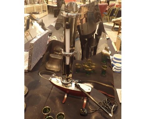 Plated metal and chrome light in the form of a boat H: 90 cm