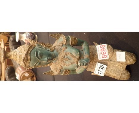 Siamese bronze figurine of a praying god H: 30 cm