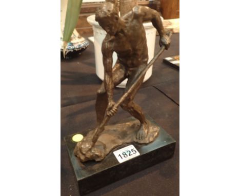 Large cast bronze male nude figure on marble plinth signed Masseau H: 24 cm  CONDITION REPORT: There is no damage to this ite