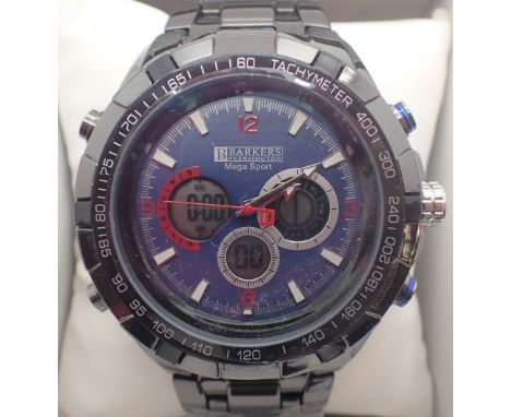 New and boxed Barkers of Kensington gents Mega Sport wristwatch on ceramic strap CONDITION REPORT: This item is working at lo