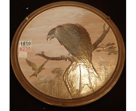 A Fisher signed ceramic charger with eagle on a branch D: 40 cm   CONDITION REPORT:  Please be advised there are no marks on 