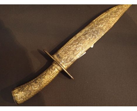 Arabian dagger with gilt copper scabbard and hilt L: 32 cm