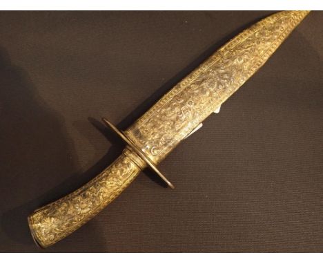 Arabian dagger with gilt copper scabbard and hilt L: 32 cm