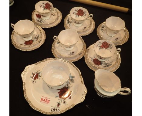 Royal Albert Red Rose twenty one piece tea service