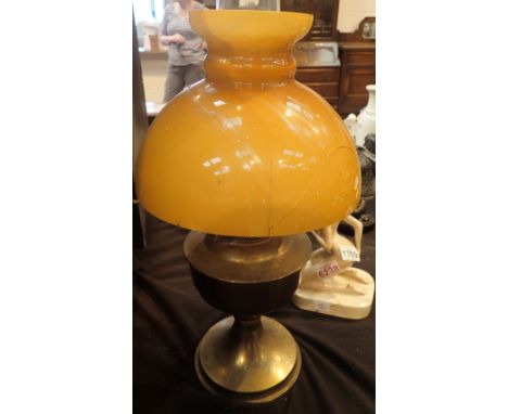 Oil lamp with glass chimney and shade