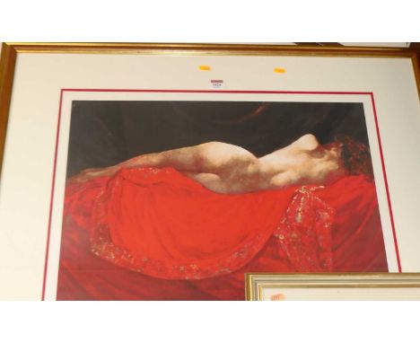 Fletcher Sibthorp - A bright red kimono, lithograph, signed and numbered in pencil to the margin 62/195, 46x63cm