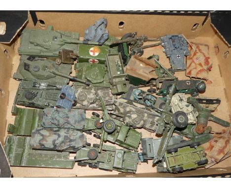 A box of mixed vintage military related diecast, to include Dinky Toys and Corgi 