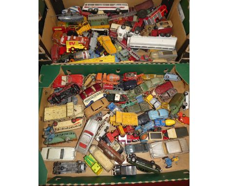 Two trays of mainly vintage playworn diecast, to include Corgi Toys, Dinky Toys etc 