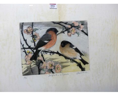 David Koster (1926-2015) - Bullfinches &amp; Japanese, lithograph signed, titled an numbered 40/50 in pencil to the margin, 3