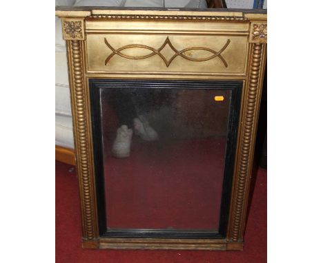 A Regency giltwood pier mirror, having flower head and bobbin half-turned detail, 88 x 63cmGood condition for age with losses