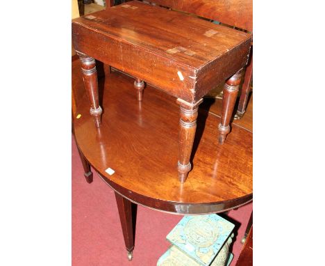 A 19th century mahogany demi-lune side table; together with a Victorian mahogany commode stool (2)