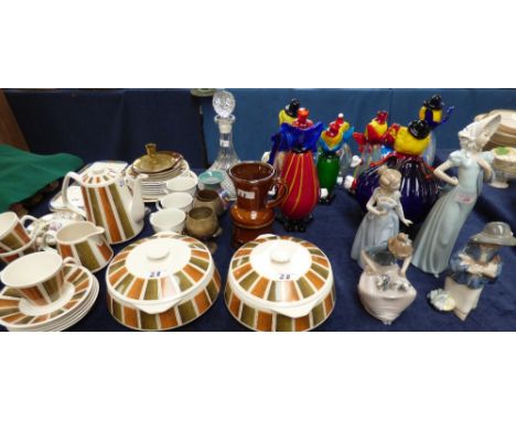 4 lladro figures, qty of glass clown figures & mixed china