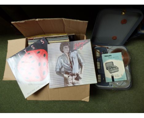 Qty of mixed records & Philips tape recorder