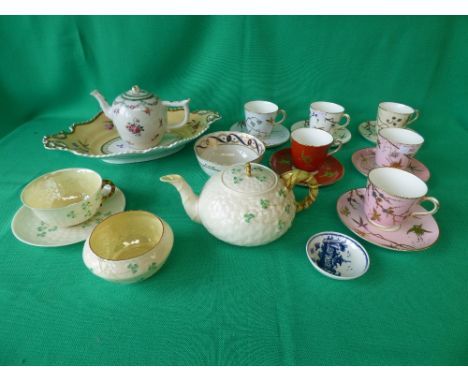 6 Royal Worcester cups and saucers and mixed china inc Belleek etc