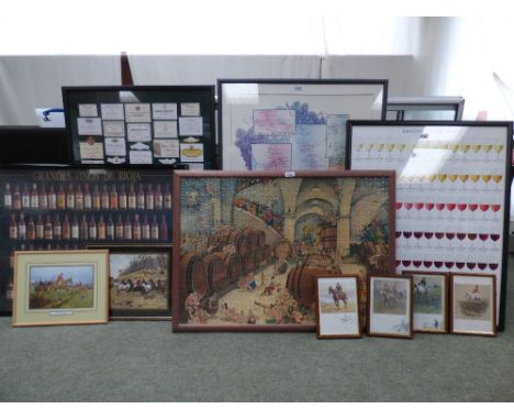 Qty of mixed hunting prints & wine posters