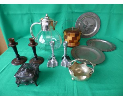 Silver plated and glass Pimms Jug and mixed item
