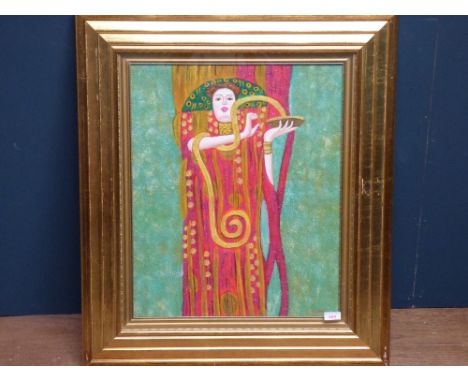 Symbolist oil painting portrait of an Art Nuevo lady in flowing dress54.5cm x 43.5cm