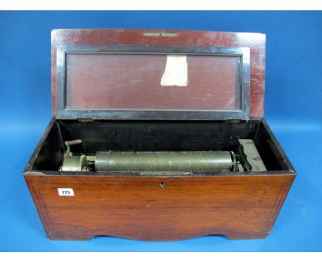 An Early Victorian Timbres Lever-Wind Musical Box, the 131/4 in cylinder playing eight airs, the frame numbered 745, the part