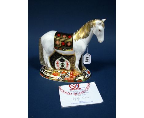 A Royal Crown Derby Imari Paperweight "Appleby Mare", modelled by Hugh Gibson, number 989/1500, commissioned for Sinclairs, d