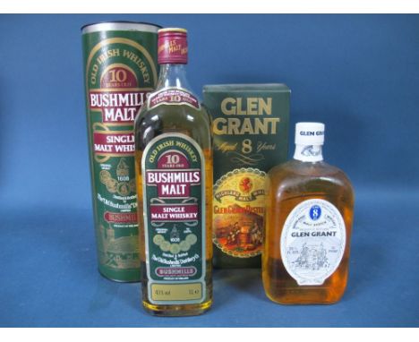 Whisky - Glen Grant Highland Malt Scotch Whisky, 8 years old, 70% proof, boxed; Bushmills Single Malt Whiskey, 10 years old, 
