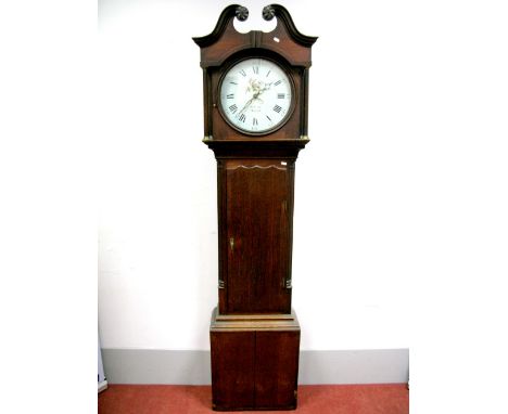 A Late XVIII Century Oak 30-Hour Longcase Clock, by James Brown, Matlock, with circular white (repainted) dial, Roman numeral