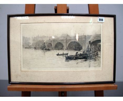 AFTER WILLIAM LIONEL WYLLIE (1851-1931) Waterloo Bridge and Somerset House from the South Bank, etching, signed in pencil in 
