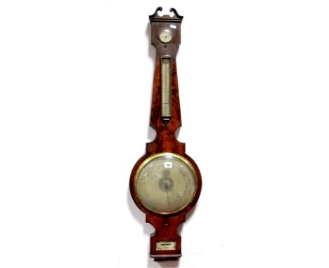A XIX Century Mahogany Four Dial Banjo Barometer, the circular dial bearing Bernesconi, Sheffield, with swan neck pediment, h