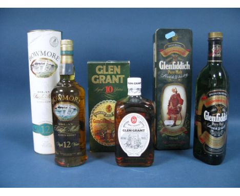 Whisky - Bowmore Islay Single Malt Scotch Whisky, aged 12 years, 70cl, 40% Vol., boxed; Glen Grant Distillery Malt Scotch Whi