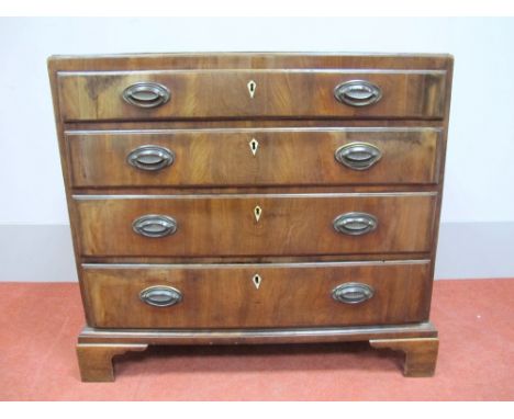 A Late XVIII Century Mahogany Chest of Drawers, moulded edge, four long drawers, bracket feet, 85cms high, 82cms wide.