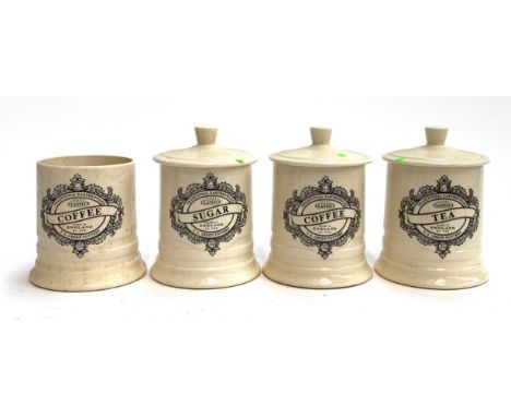 A set of four Ivory Classics modern ceramic kitchen jars, 15.5cmH
