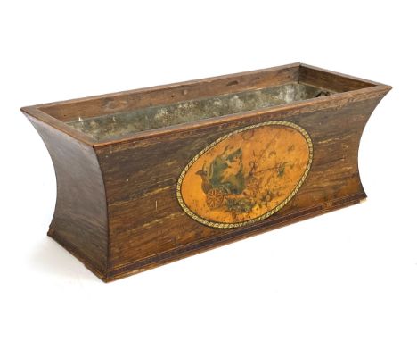 Interior design interest: A 19th century rosewood veneer planter, decorated with a roundel of cupid and chariot, with origina