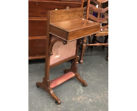 A 19th century mahogany fire screen with single drawer, 42cmW