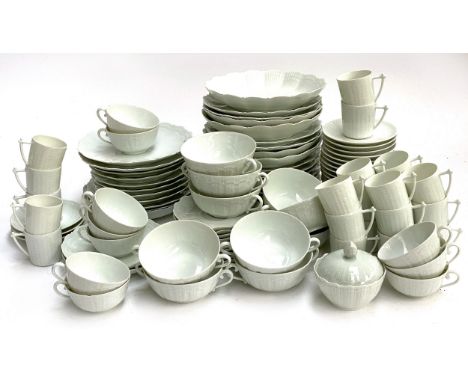 A large Limoges porcelain part tea service, approx. 108 pieces, comprising dishes, teacups, coffee cups, saucers etc, marked 