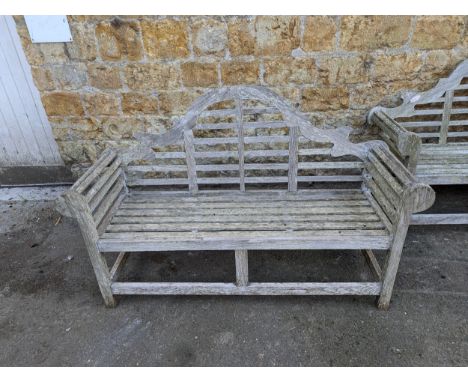 A teak Lutyens style bench, 161cmW