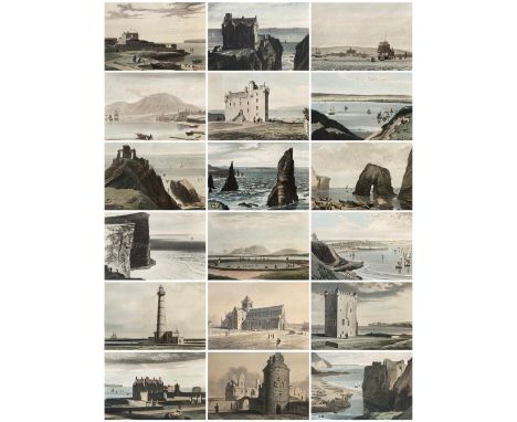 After William Daniell (1769-1837), a set of 18 early 19th century hand coloured engravings, to include Orkney, Caithness etc,
