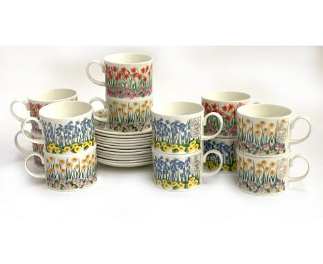 A set of 12 Dunoon China Rutland cups and saucers