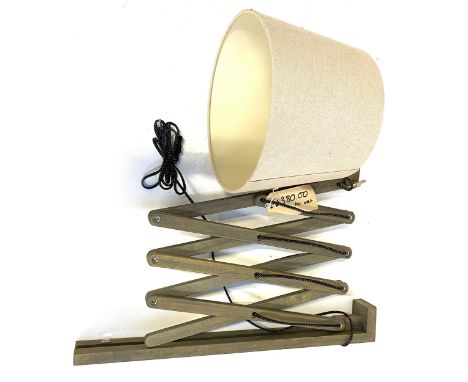 Interior design interest: Riviera Maison contemporary wooden concertina lamp, the shade 35cmD, the bracket 69cmL
