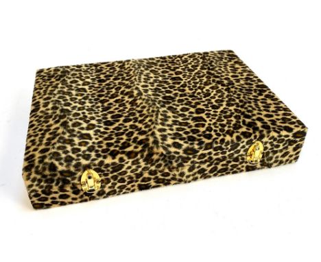 A Hector Saxe Paris faux fur cased backgammon set, with dustbag, 36cmW, rrp. €635.00
