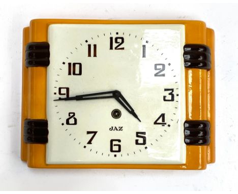 An Art Deco Jaz ceramic wall clock, 23cmH