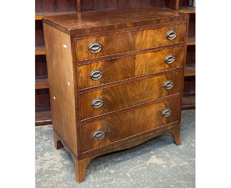 A Regency caddy topped mahogany chest of four graduating drawers, on swept feet, later swan in half, 92x49x109cmH
