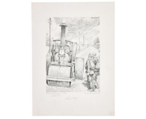   Baluschek, Hans  "Auf der Walze"  (Breslau 1870-1935 Berlin) Lithographie. Rechts oben im Stein bez., rechts unten  handsig