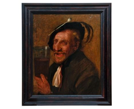   Hals, Harmen Fransz.  Trinkender Alter mit Pfeife an seiner Kappe  (Haarlem 1611-1669 ebd.) Öl/Holz. Rechts ligiert monogra