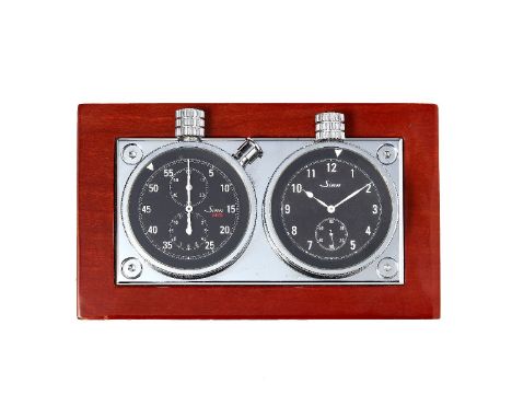 Sinn, Rallye Timer, ref. 4.911.482M and 4.911.482U , two chrome mounted dashboard clocks, circa 2000   Left clock: Swiss chro