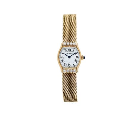 Cartier, a lady's 18 carat gold and diamond bracelet wristwatch, no. 782470983, manual wind movement, 17 jewels, cal. 78-1, w