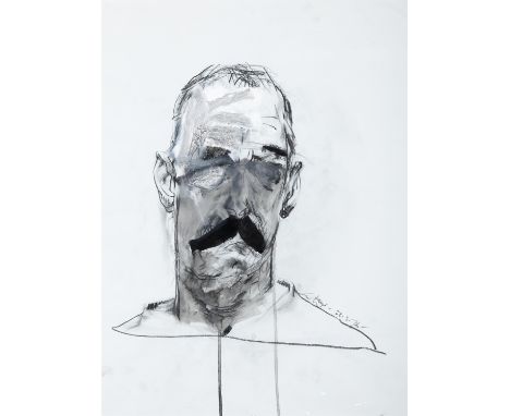 PATRICK GRAHAM (B.1943) Self PortraitMixed media on paper, 55 x 41cmSigned and dated (19)'76