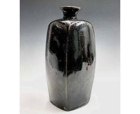 Bernard Howell LEACH (1887-1979)A St Ives Pottery stoneware bottle vase by Bernard Leach of square section, covered to the fo
