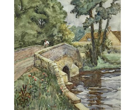 Norman GARSTIN (1847-1926)The BridgeWatercolourSignedTony Sanders label to verso32 x 31cmThe Personal Collection of Jonathan 