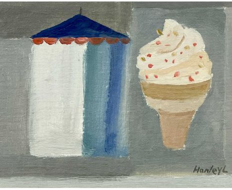 Liam HANLEY (1933-2019)Beach Hut and IceOil on cotton laid onto cardSigned12 x 15cmThe Personal Collection of Jonathan Grimbl