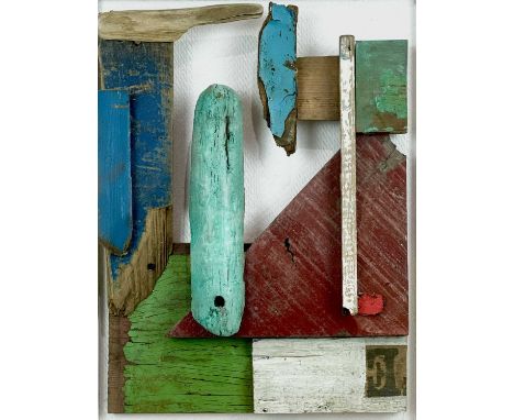 Margaret MELLIS (1914-2009)UntitledDriftwood construction on boardSigned to versoSize including box frame 58.5 x 49cmThe Pers